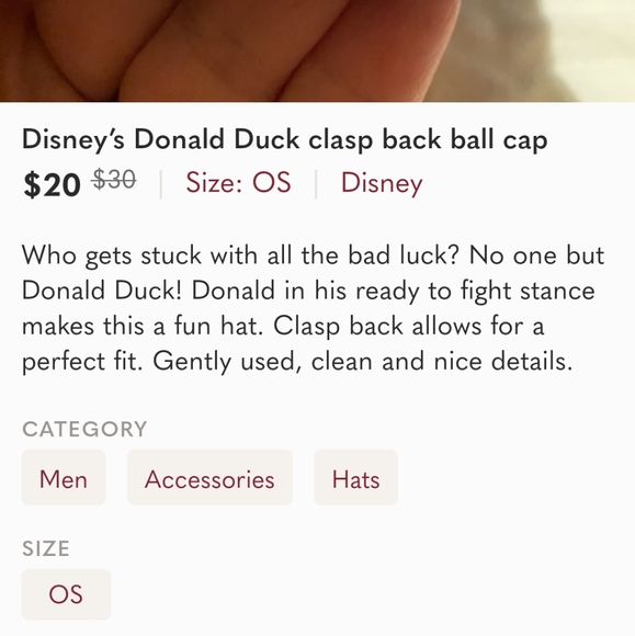 Disney Donald Duck Adult Women's Ball Cap/ Adjustable Strap Cloth in Back .. - Picture 9 of 9